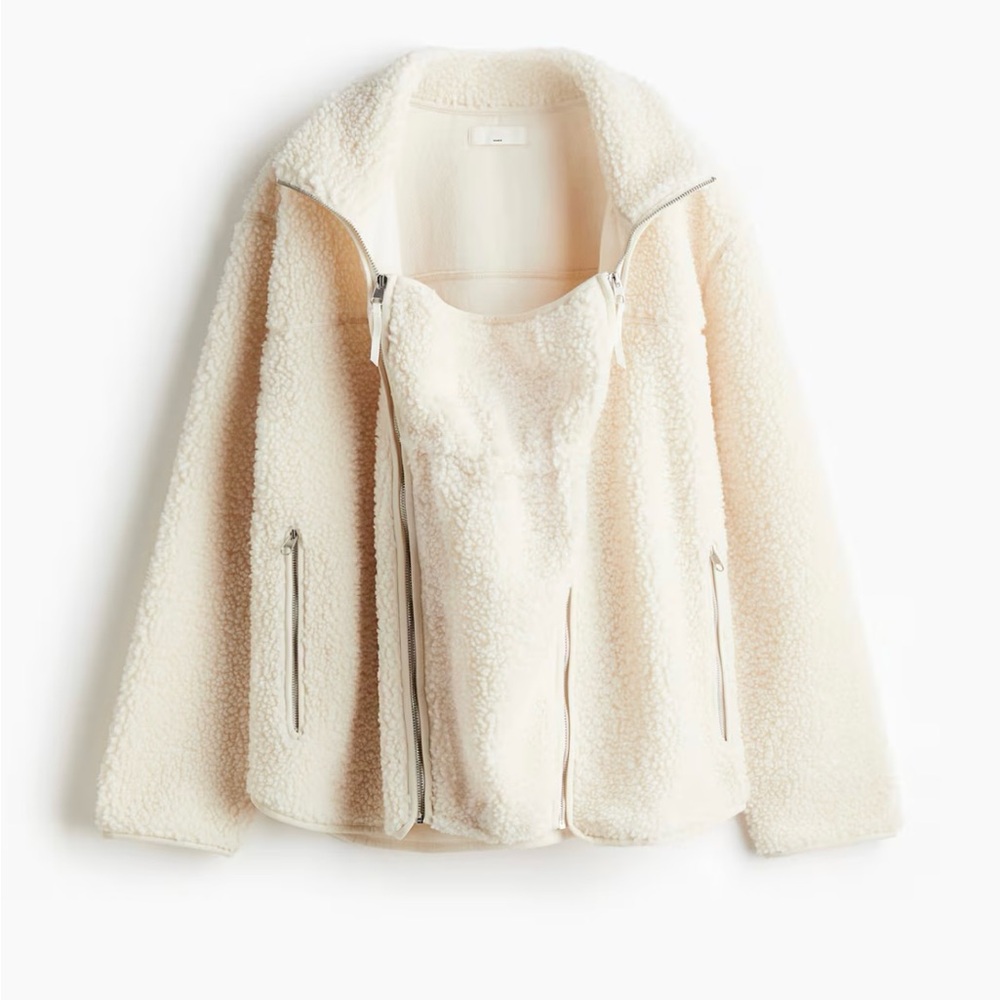 H&M Cream babywearing Sherpa jacket for moms